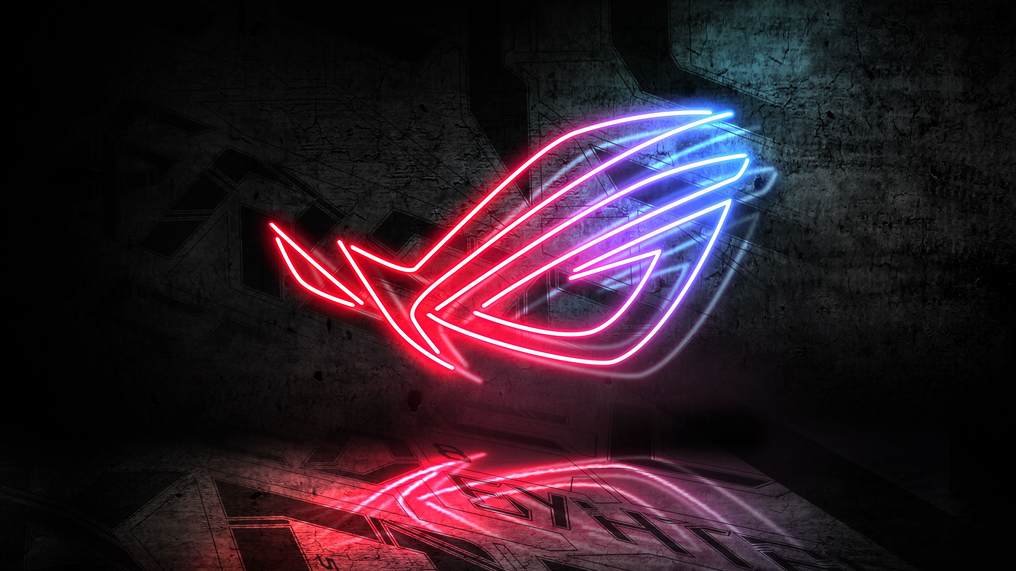 Fondos de pantalla: logo, neón, Republic of Gamers, ASUS 3840x2160