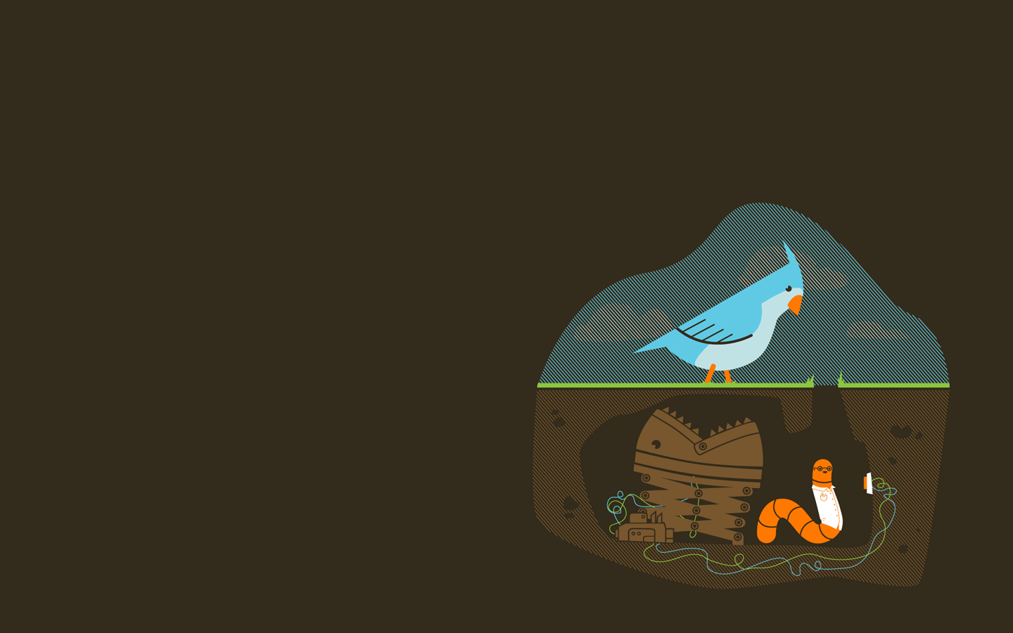pájaros, trampa, ilustraciones, gusanos :: Fondos de pantalla