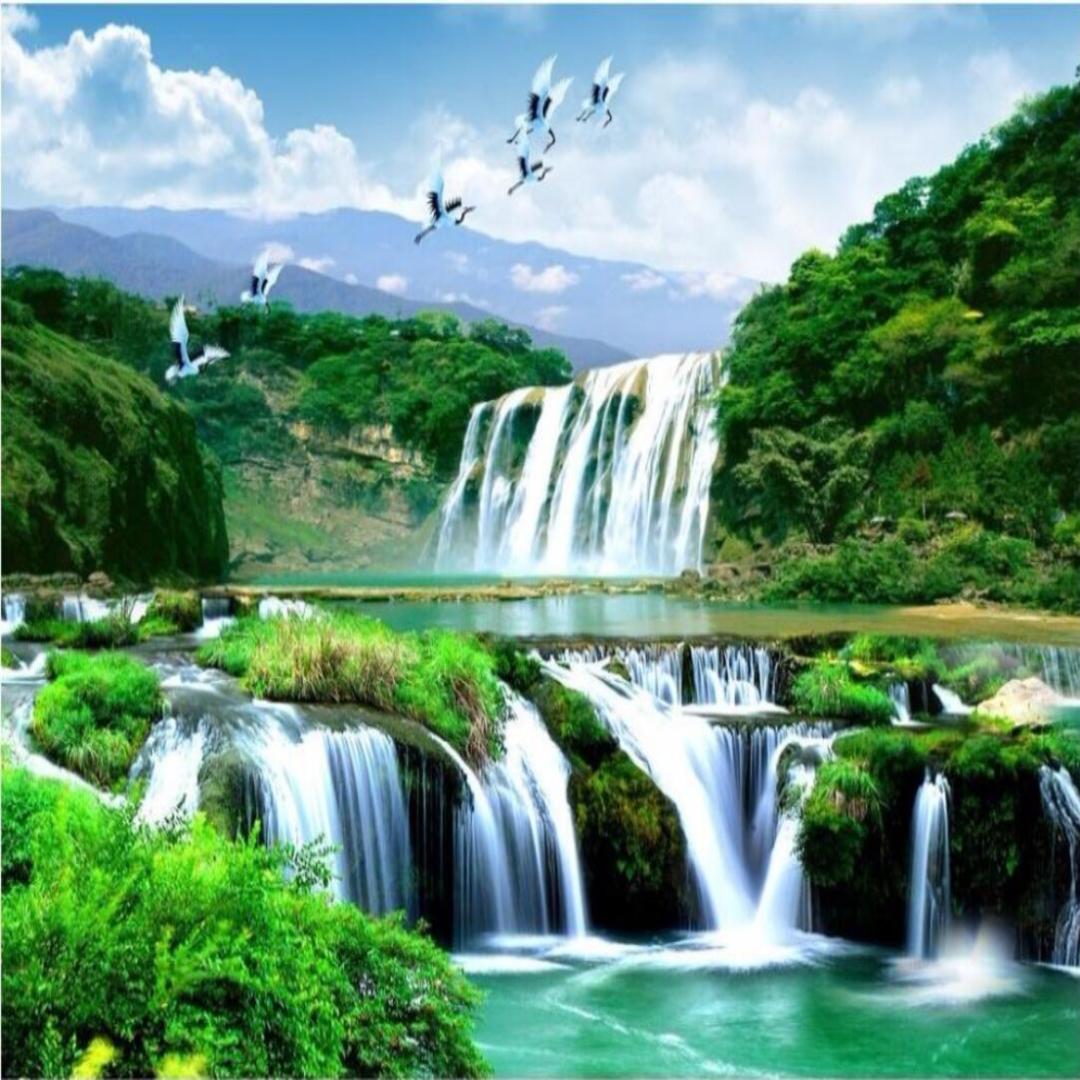 Fondo de pantalla de cascada 1080x1080