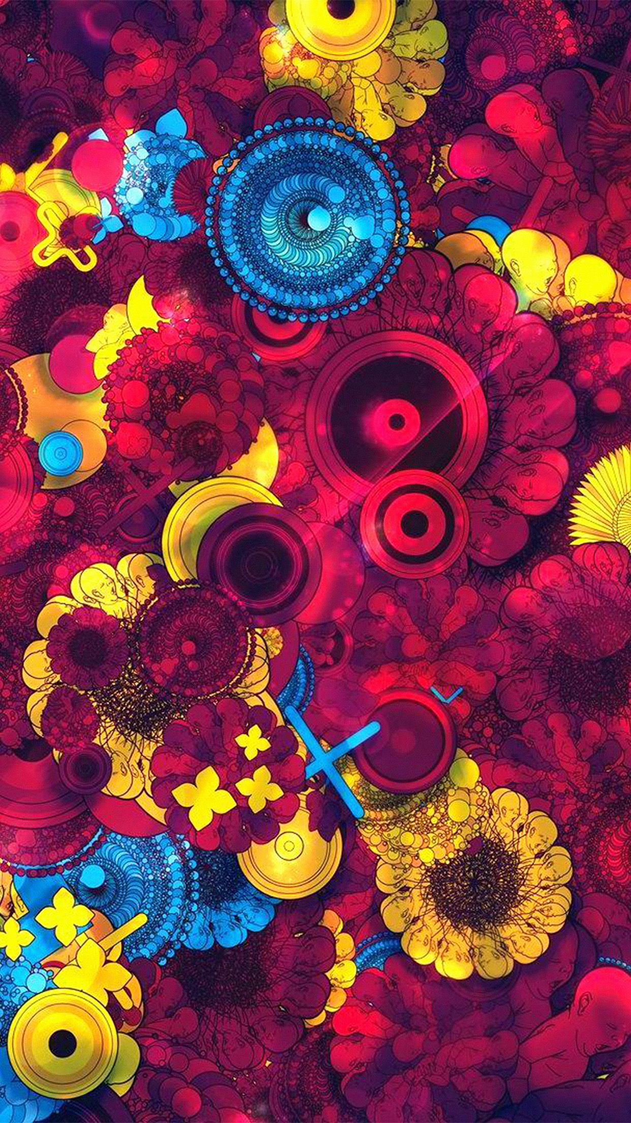 Abstract Art Red Blue Yellow Color Pattern Fondo de pantalla de Android