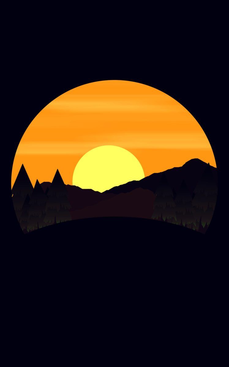 Fondo simple, arte digital, naturaleza, paisaje, montañas, árboles