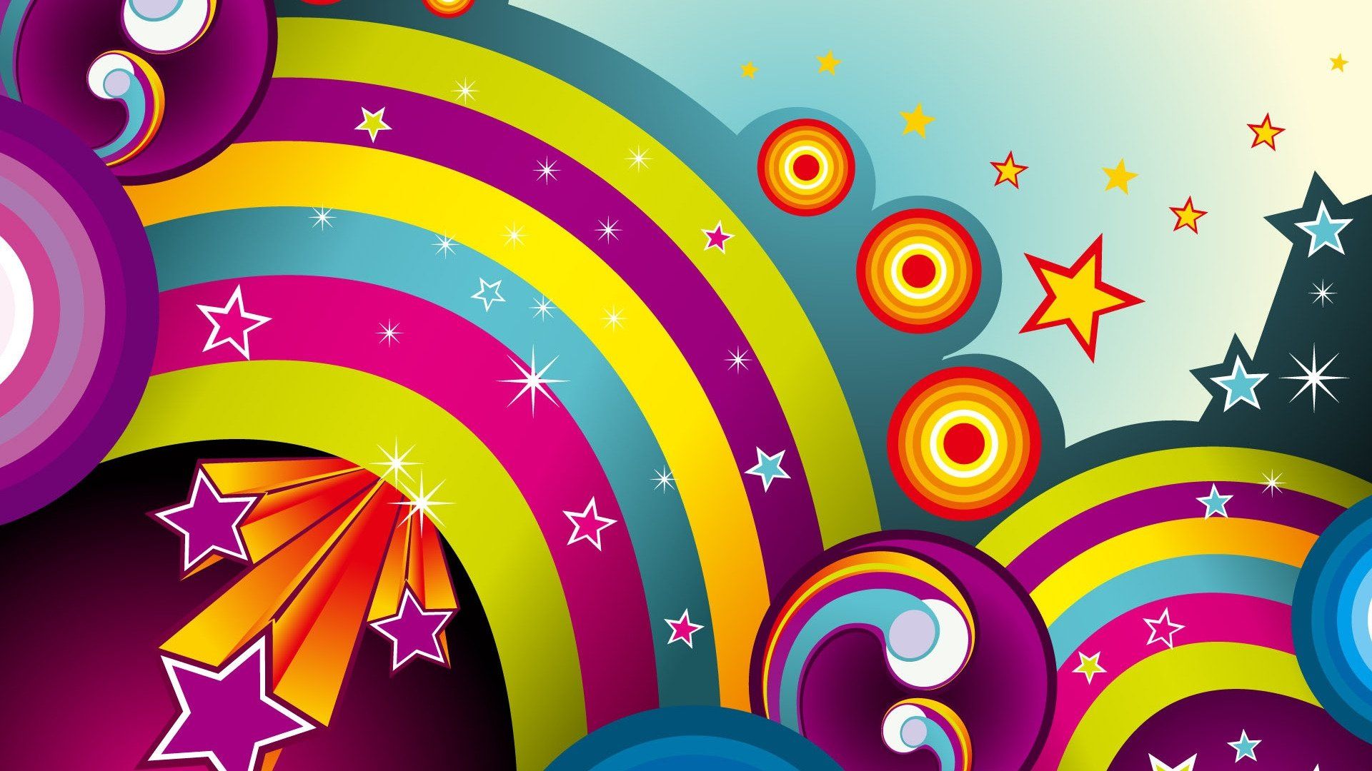 Colorido Estrellas Círculos De Arte Abstracto Wallpaper - Wallpaper Stream