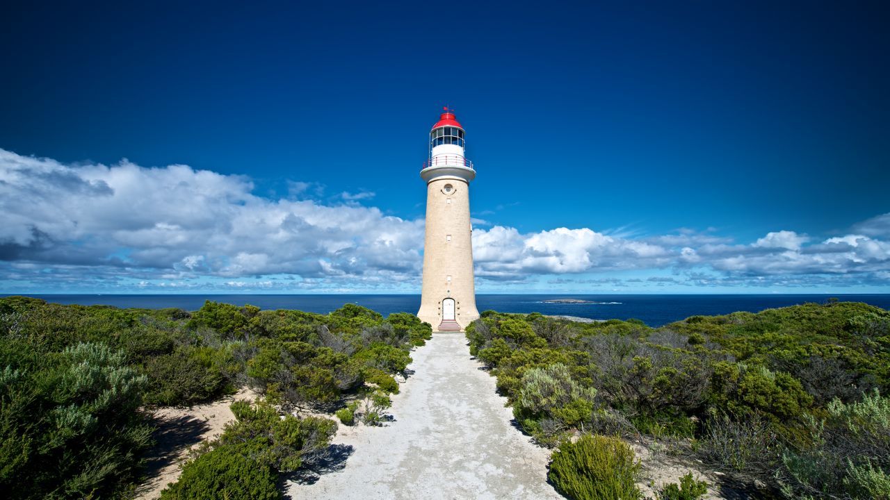 Faro de fondo de pantalla, Isla Canguro, Costa, Cielo azul, Paisaje