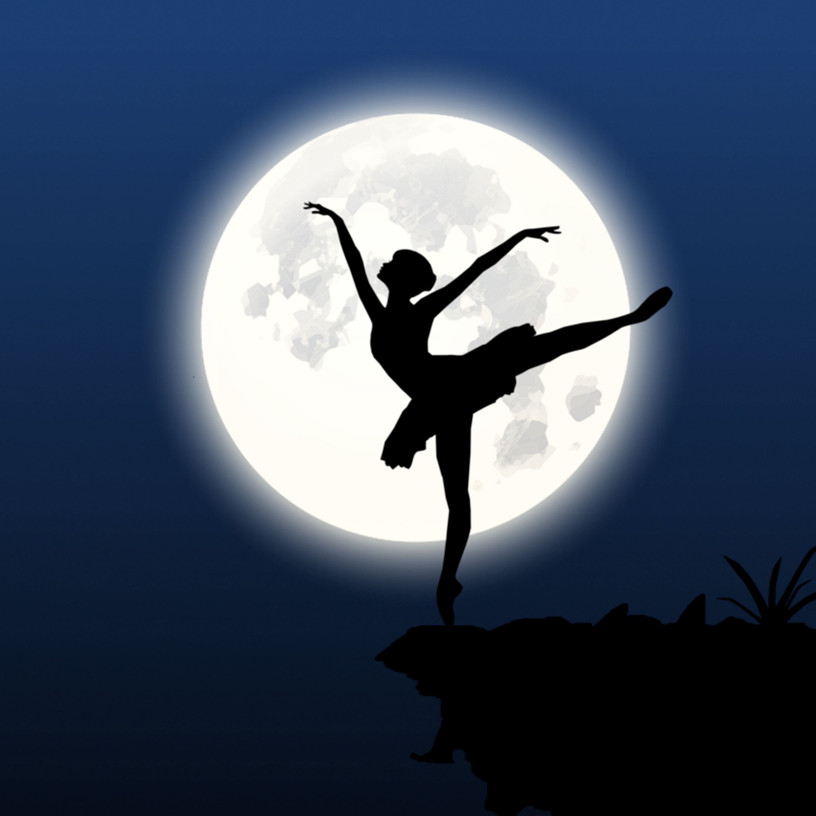 Descargar fondo de pantalla 2780x2780 bailarina, silueta, luna, danza ipad