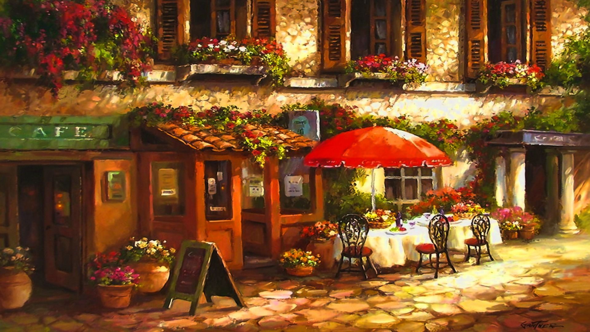 1920x1080 Street Cafe PC de escritorio y Mac fondo de pantalla