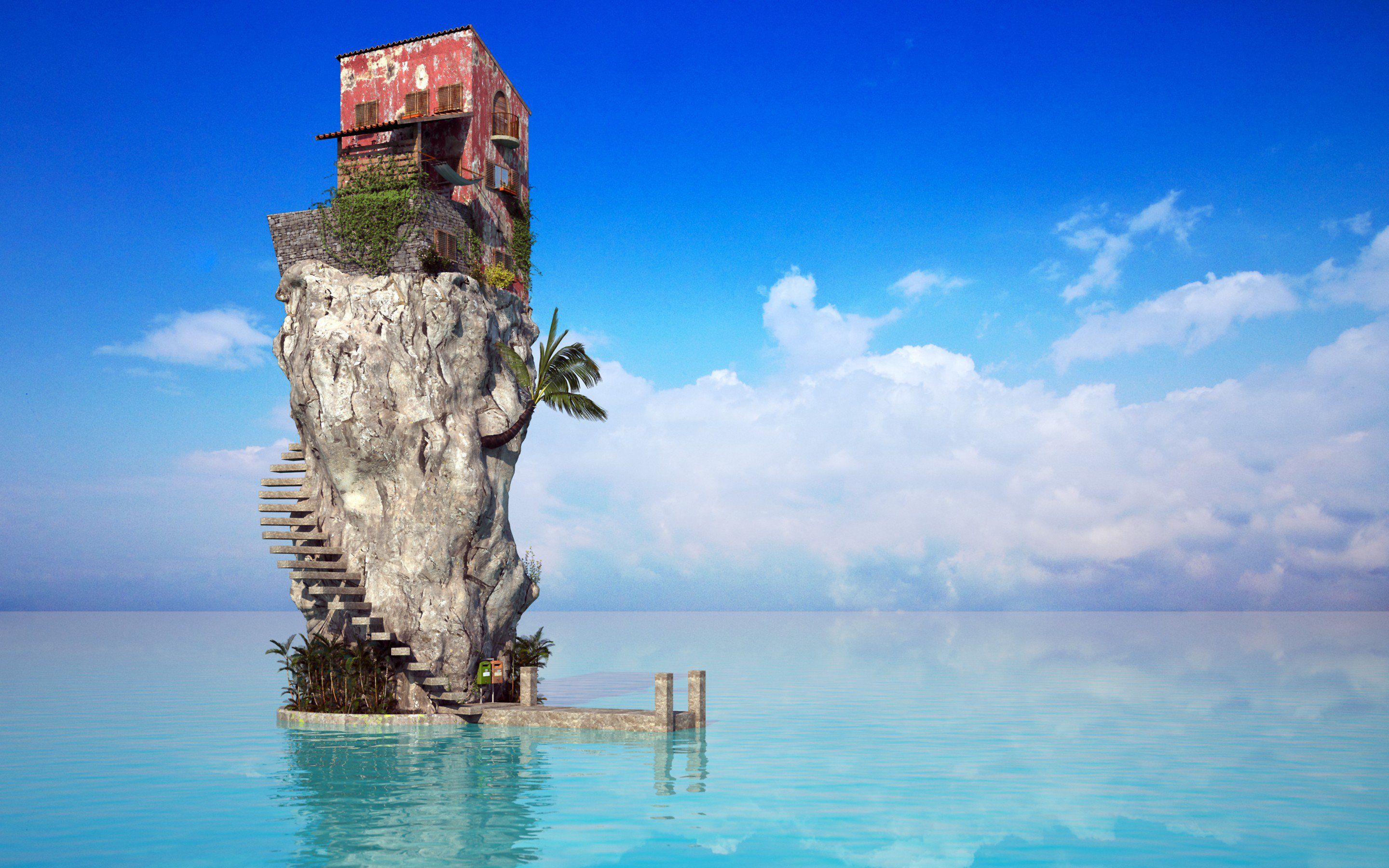 Sea House, HD Creative, fondos de pantalla 4k, imágenes, fondos, fotos