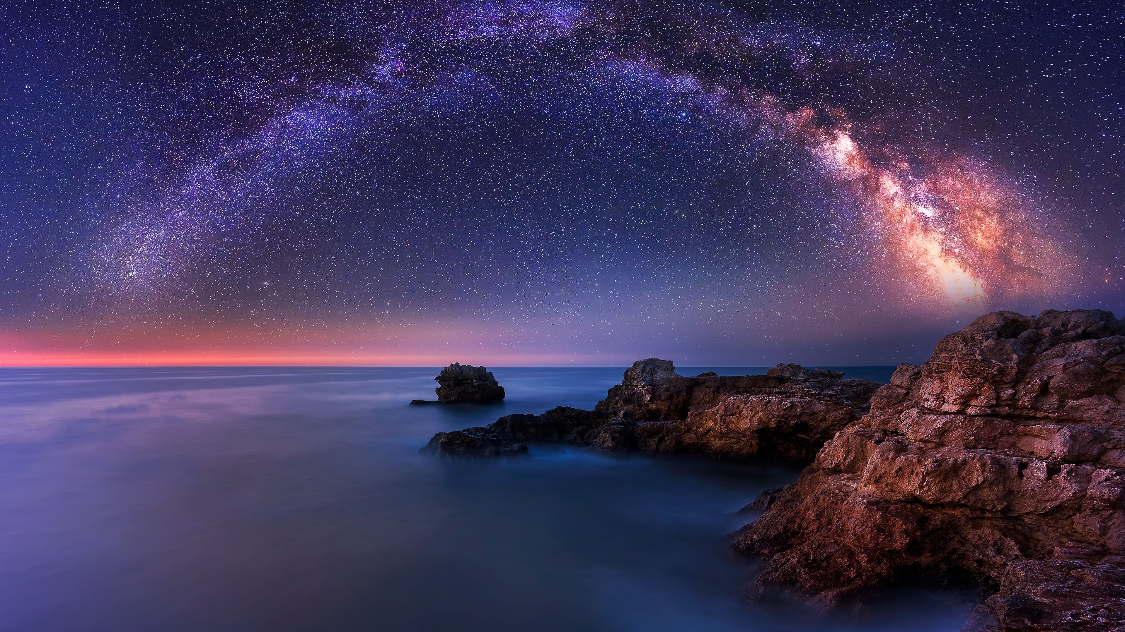 Fondo de pantalla de Chromebook Vía Láctea sobre el mar