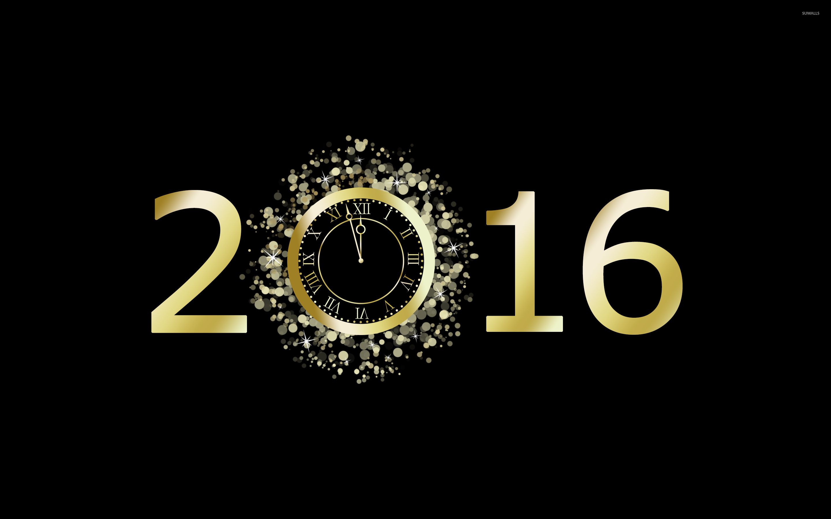 2016 con un fondo de pantalla de reloj dorado - Fondos de pantalla de vacaciones - # 51648