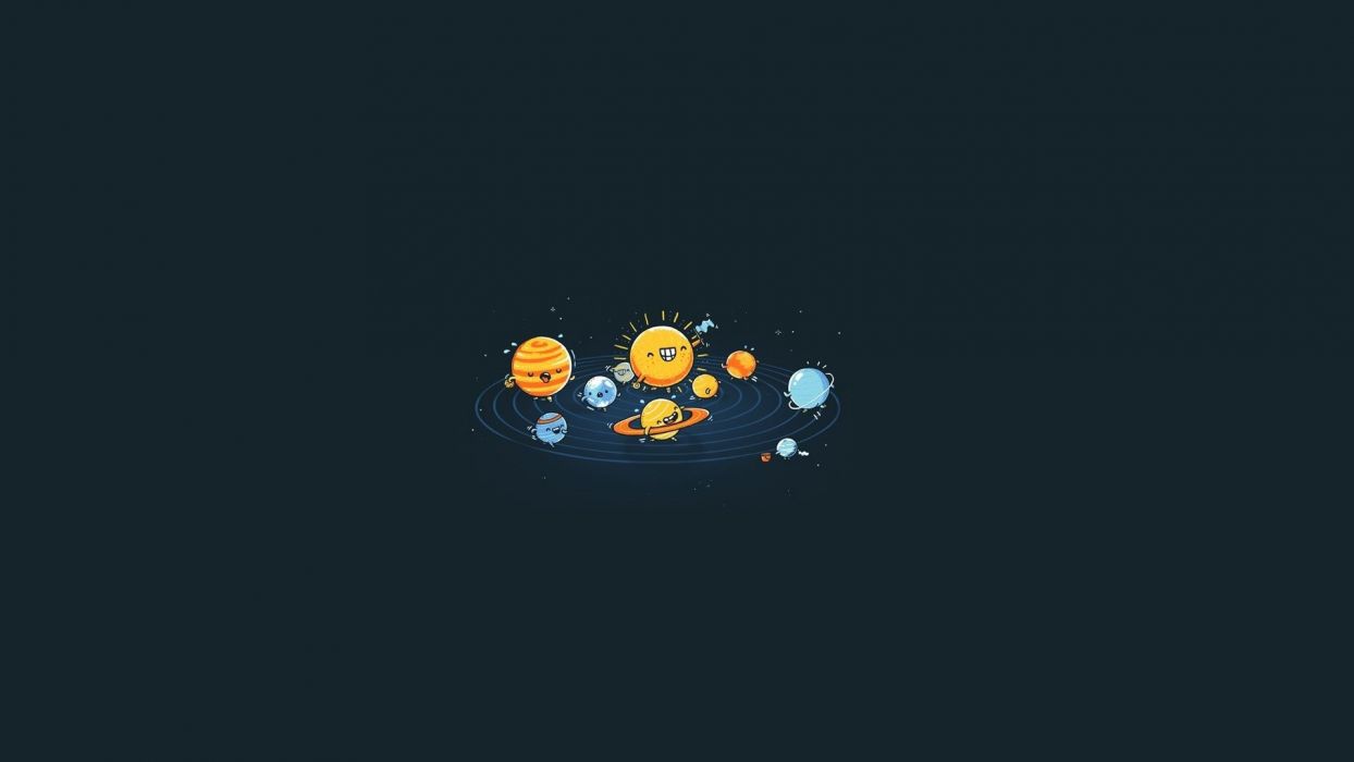 Planetas minimalistas razas divertidas fondo de pantalla simple