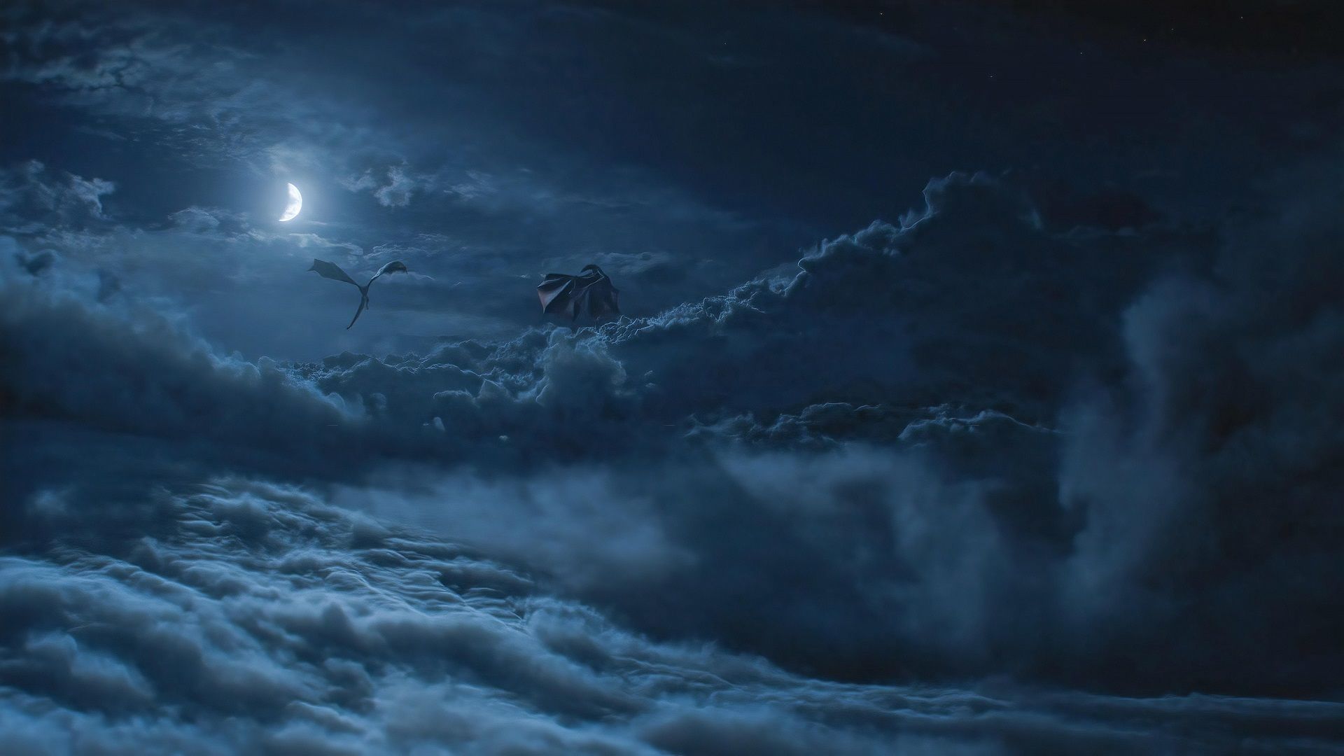 Fondos de pantalla: Juego de Tronos, dragón, nubes, Luna, TV, series de televisión
