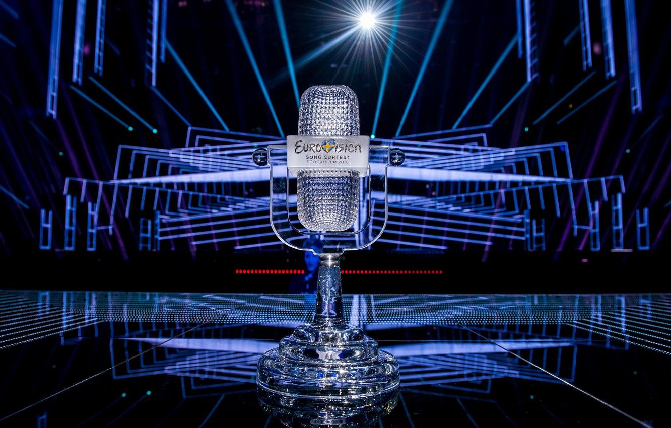 Premio de papel tapiz, estatuilla, Eurovisión, micrófono de cristal, canción