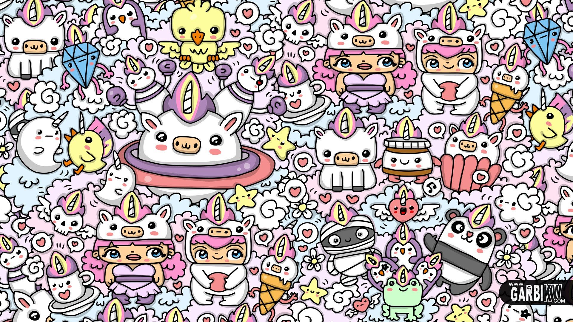 Kawaii Unicorn World Kawaii Graffiti y garabatos lindos - Doodle Art