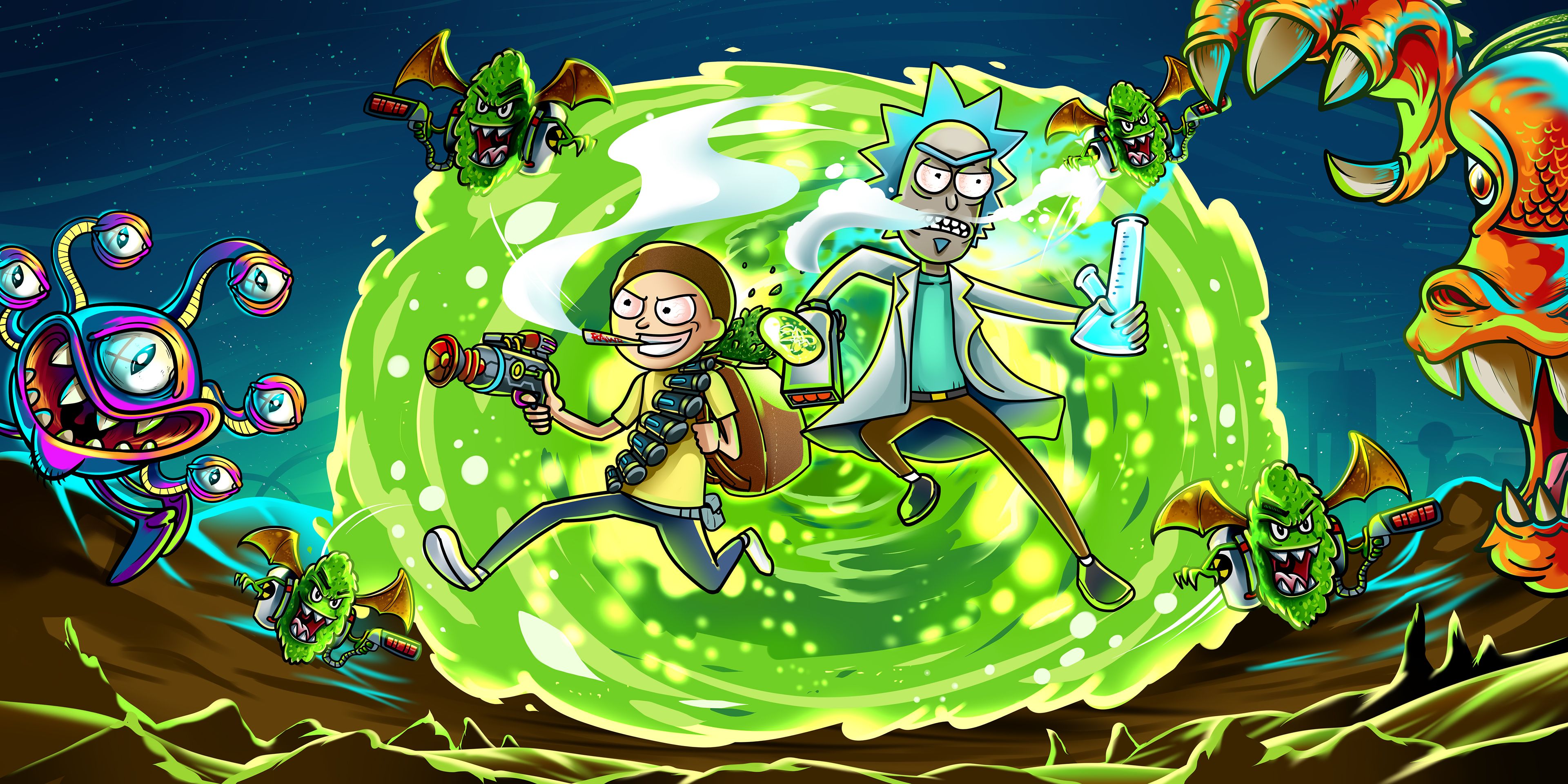 Rick y Morty en otra ilustración de dimensión, programas de televisión HD, 4k