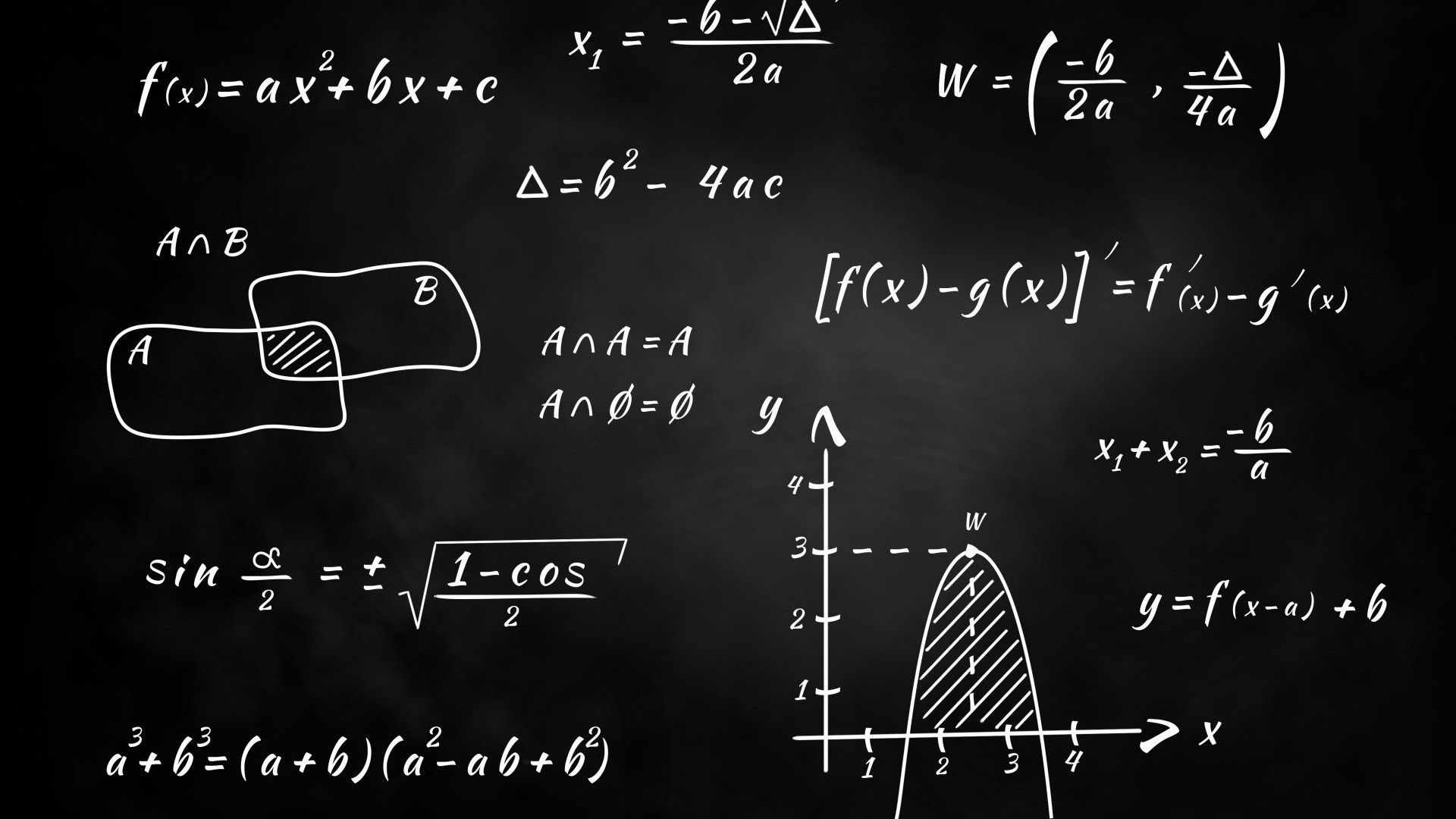 monocromo, pizarra, conocimiento, matemáticas, gráfico, números