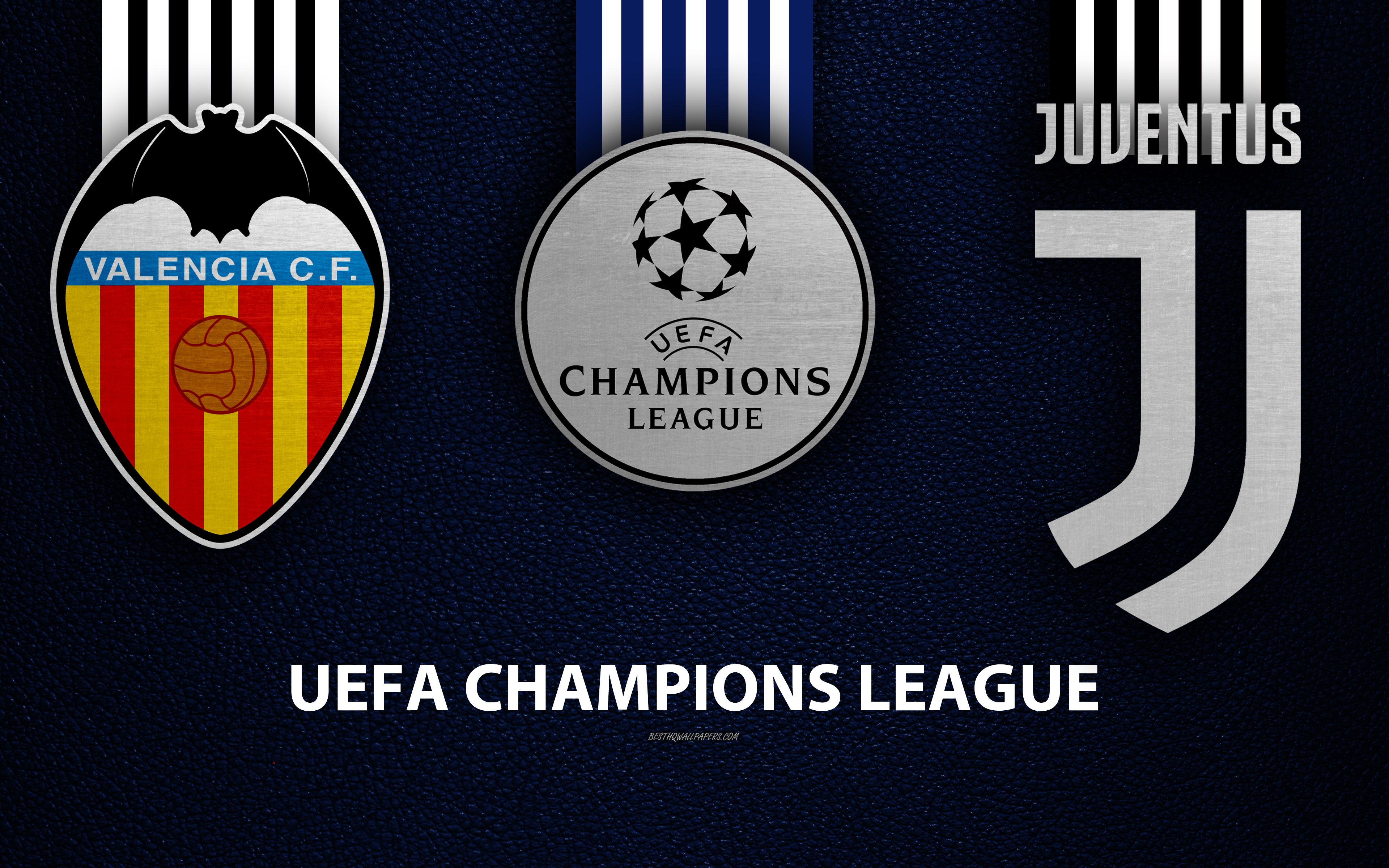 Descargar fondos de pantalla Valencia CF vs Juventus FC, 4k, textura de cuero