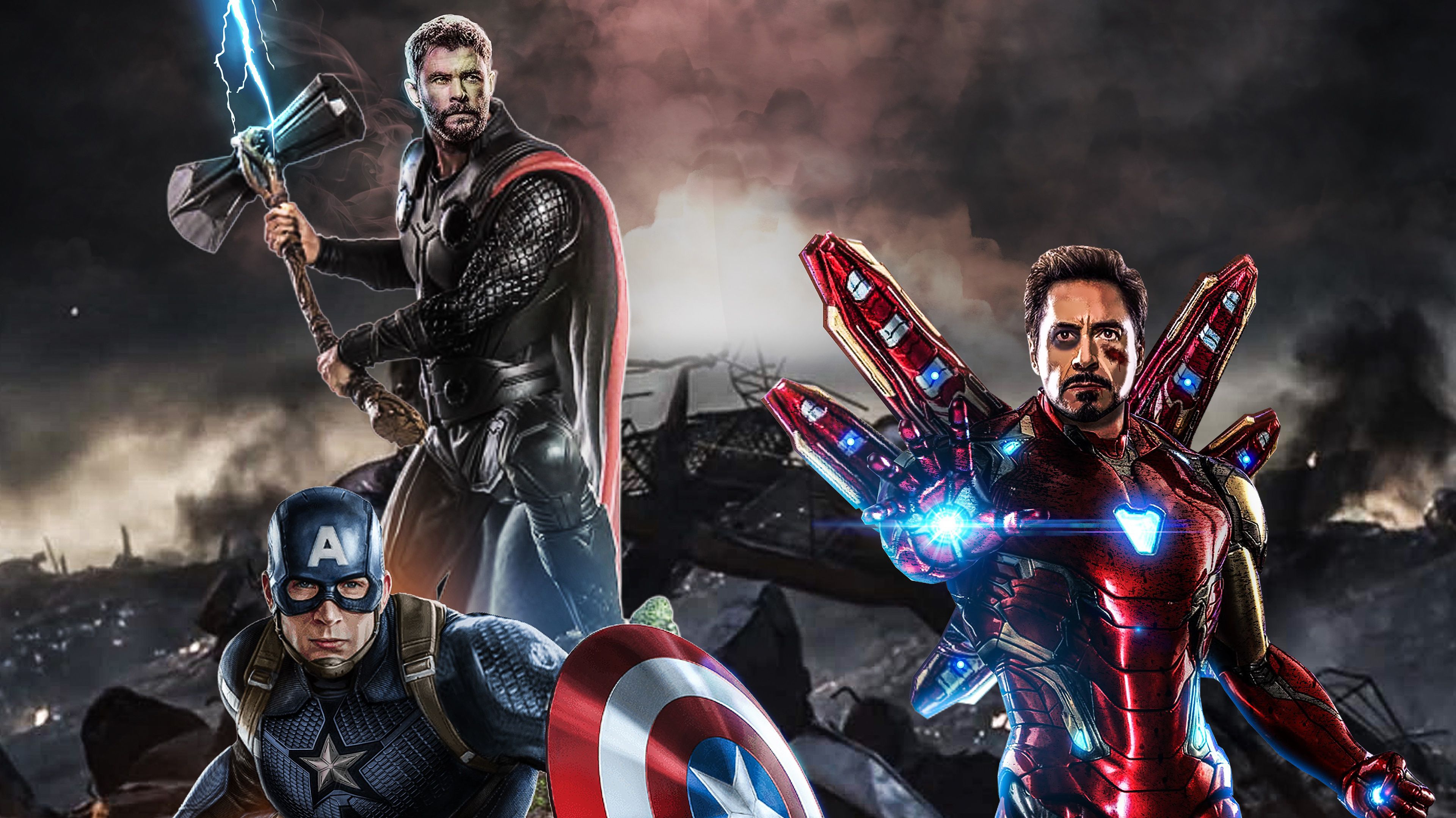 Avengers Endgame The Big Three, HD Superheroes, 4k Wallpapers