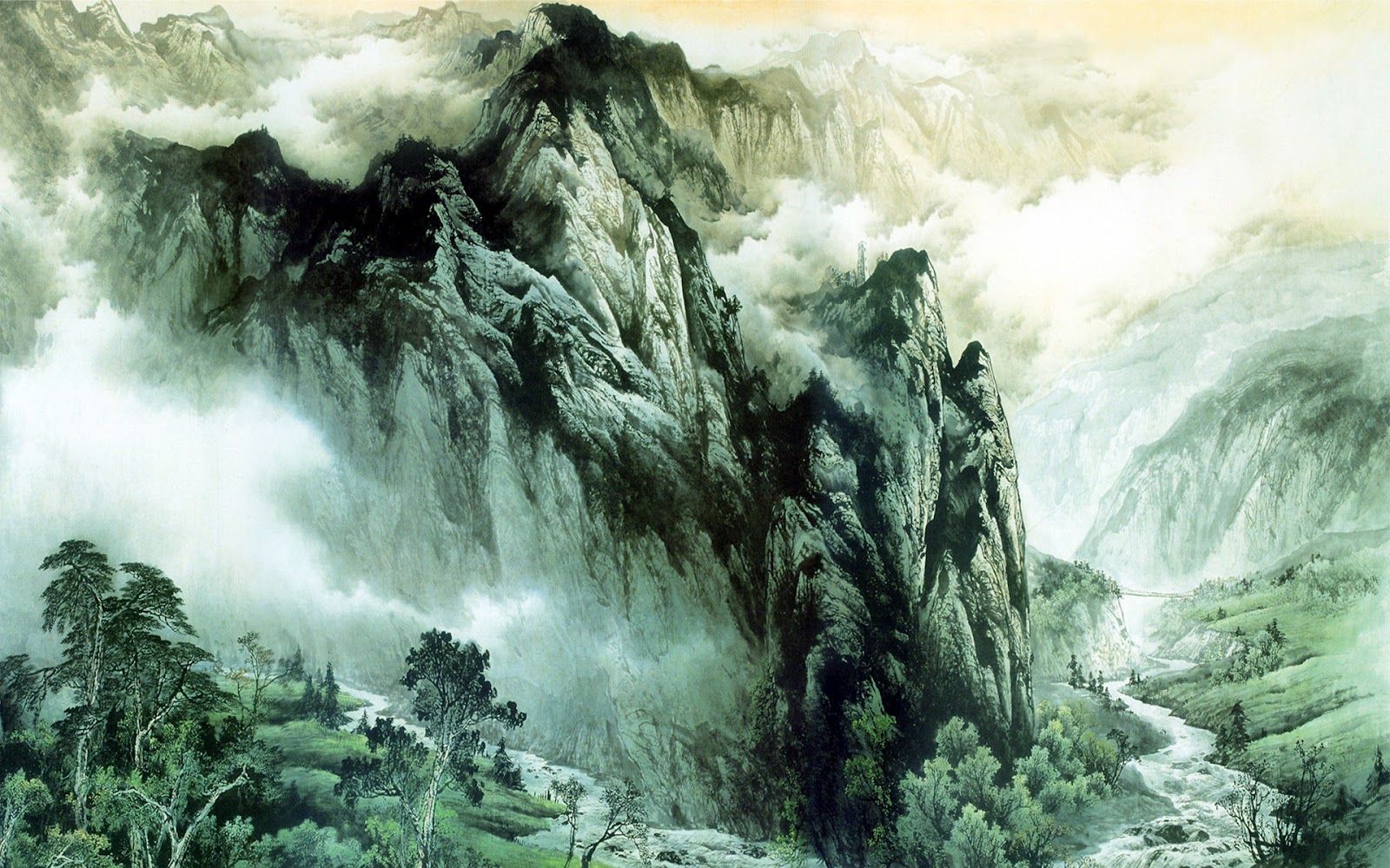 Fondo de pantalla de pintura de paisaje japonés - LS