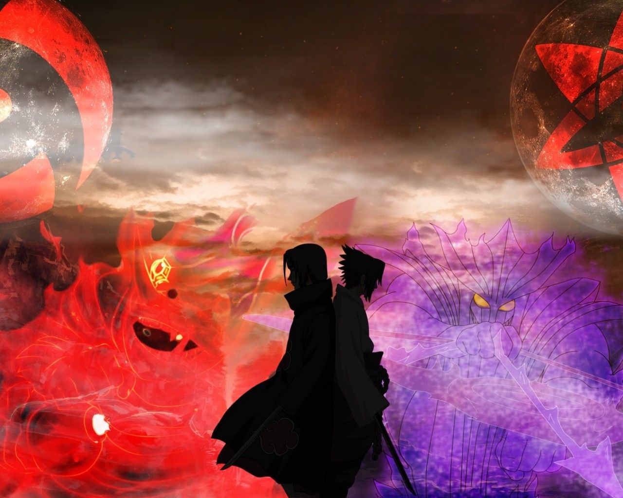Descargar 1280x1024 Uchiha Itachi, Uchiha Sasuke, Naruto, Sharingan