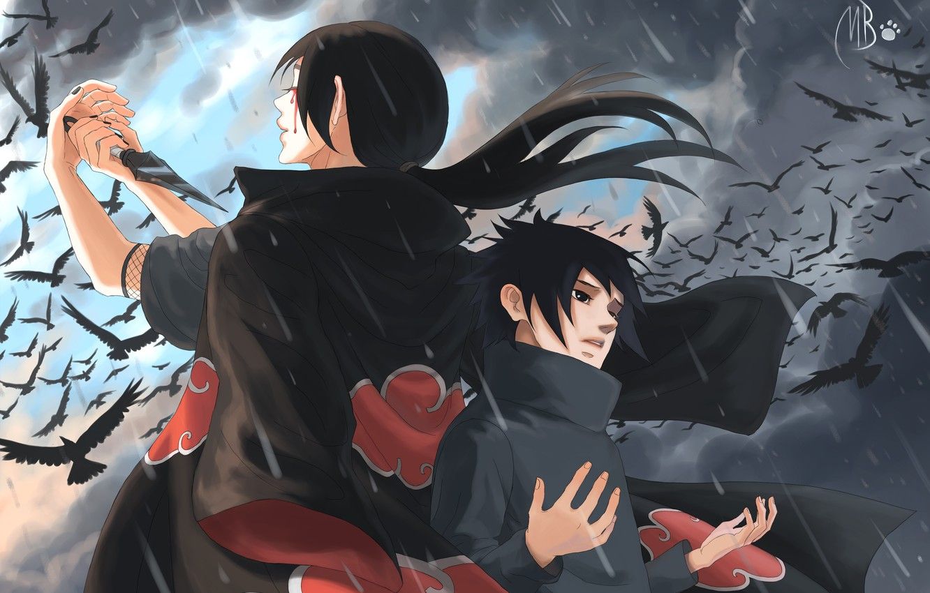 Fondo de pantalla infantil, cuervos, hermanos, naruto, sharingan, hermanos