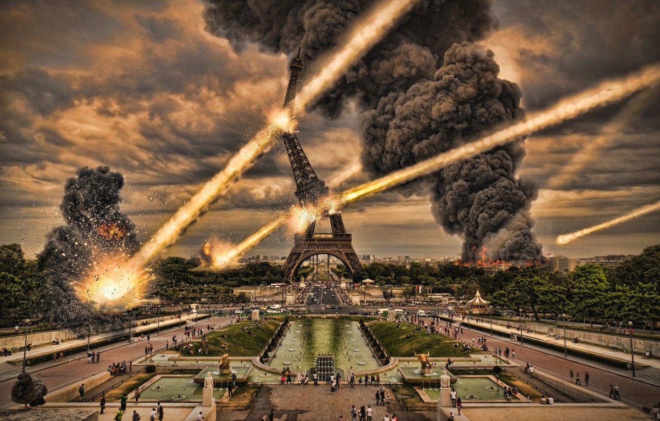 Papel tapiz fotográfico La ciudad, Gente, Fuego, París, Explosiones, - Eiffel