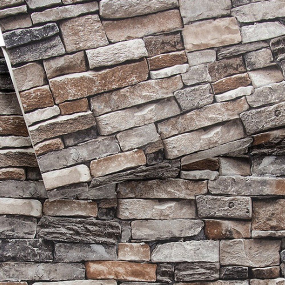 Papel pintado de ladrillo, con textura de piedra, extraíble e impermeable para el diseño del hogar y la decoración de la habitación, tamaño súper grande 0.53mx 10m / 393.7 