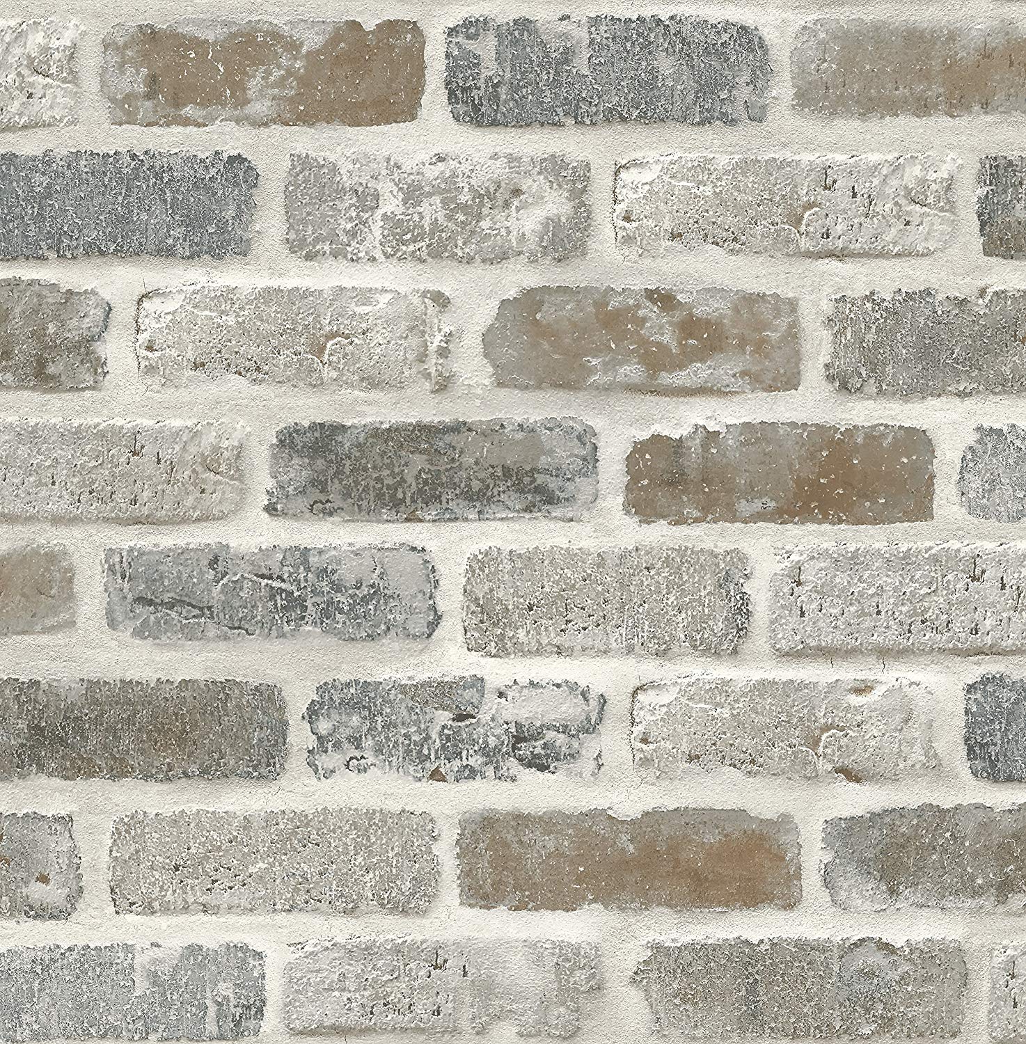 NextWall Washed Faux Brick Peel y Stick Wallpaper.