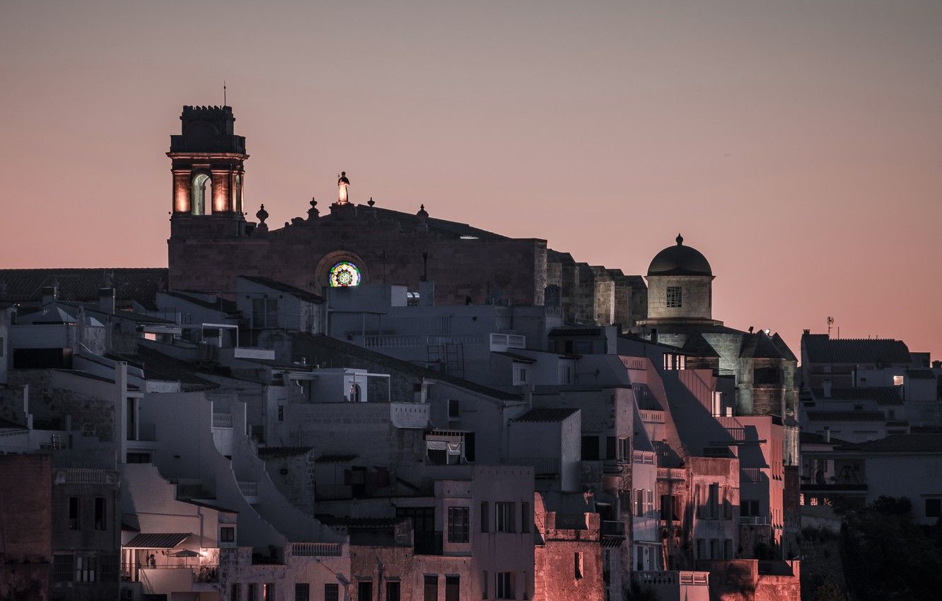 Fondo de pantalla noche, luces, isla, hogar, España, Menorca imágenes para