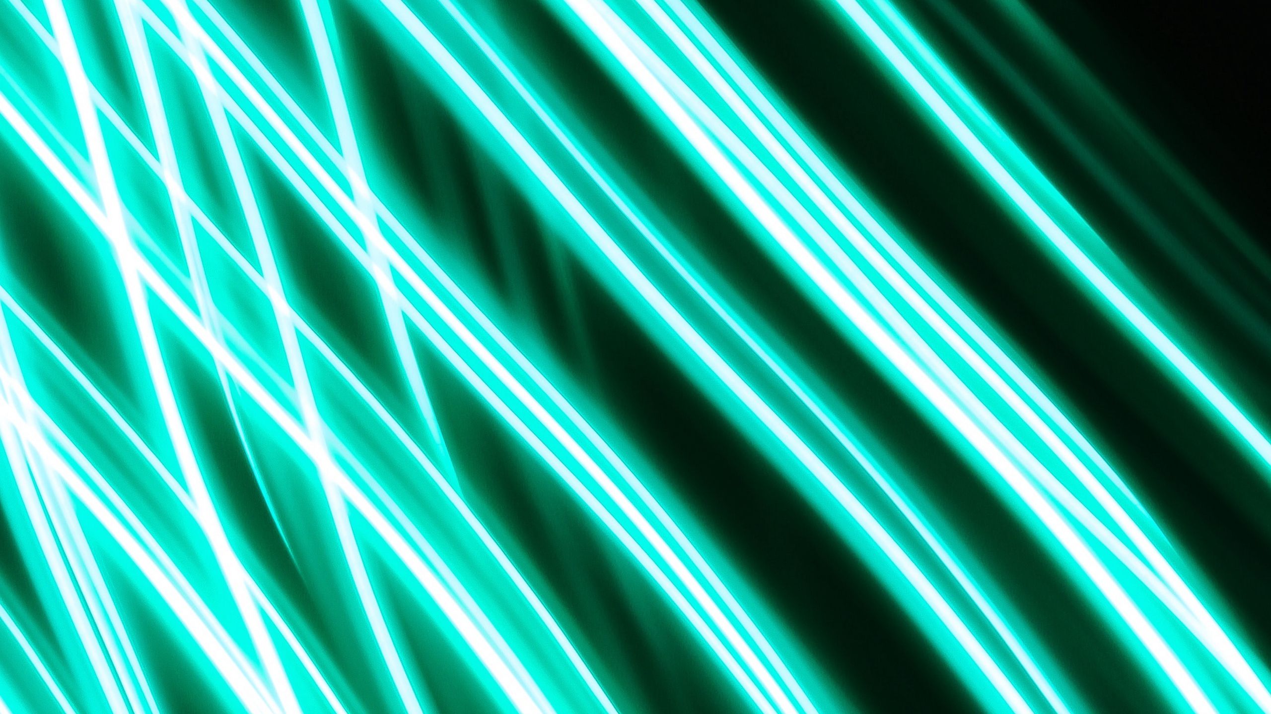 Descargar fondo de pantalla 2560x1440 líneas, rayas, neón, verde, brillante