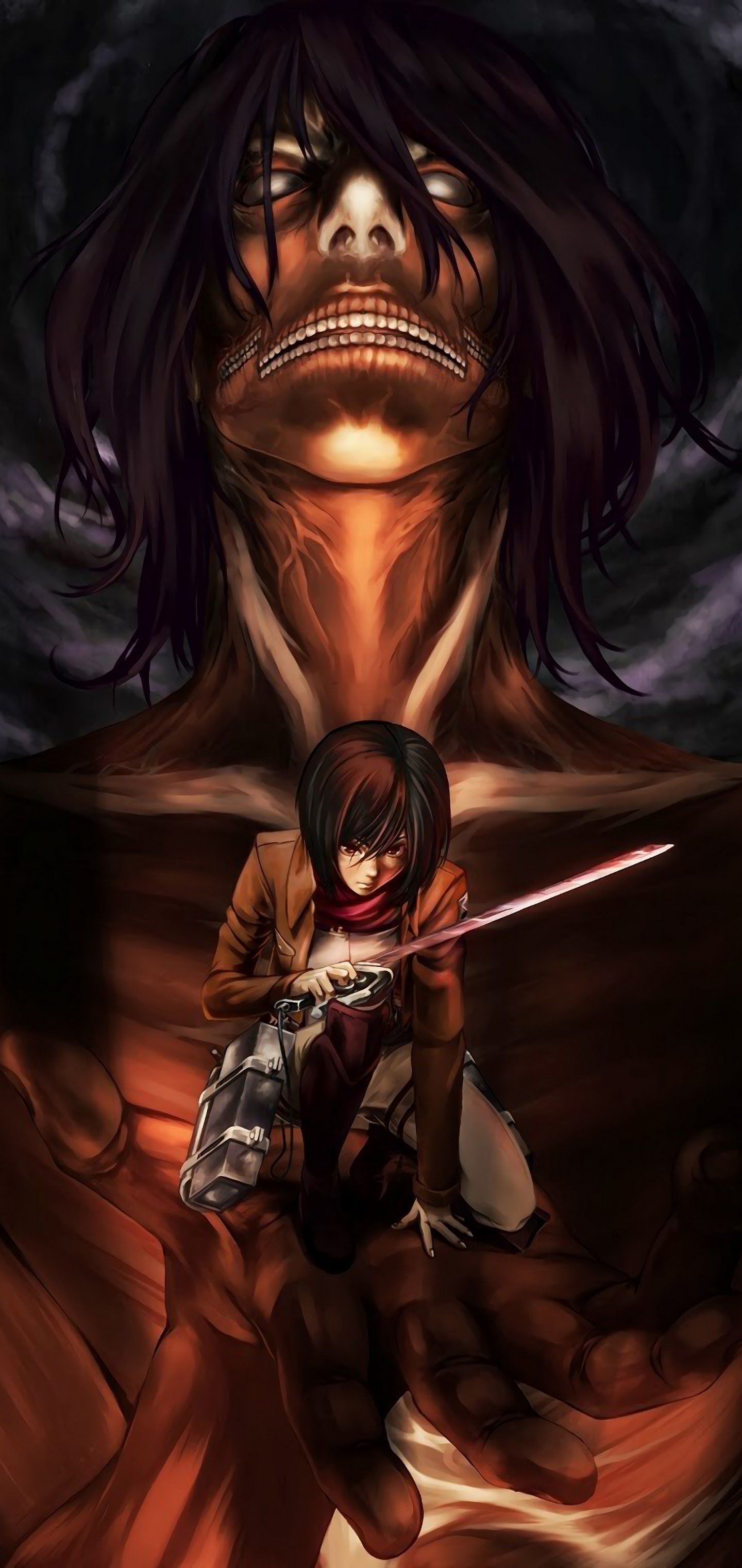 Fondo de pantalla de Attack on Titan 1440x3040