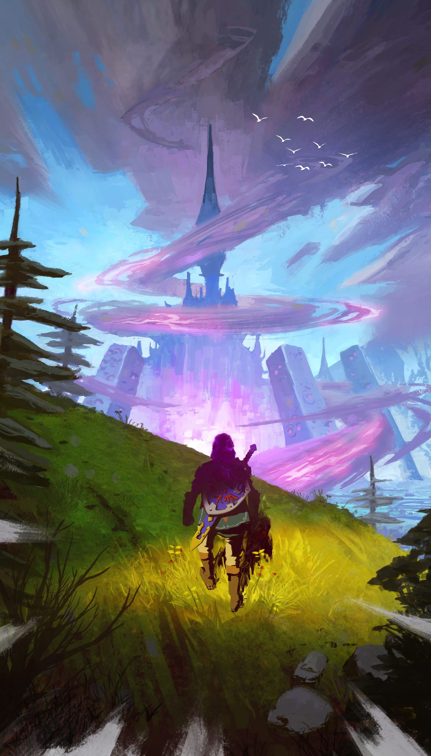 ¡Aquí hay algunos fondos de pantalla de Zelda que pinté (digitalmente)! X-post de r