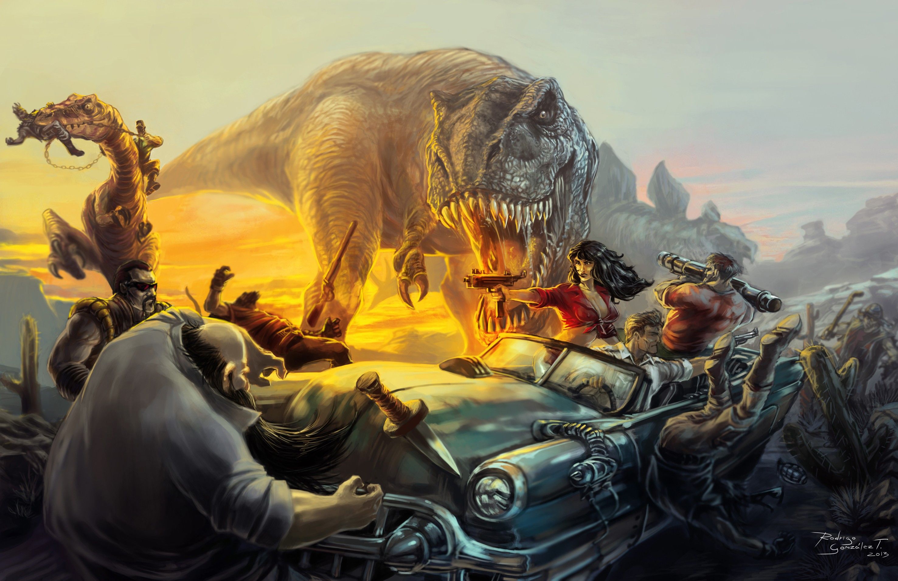 Fondos de pantalla: pistola, videojuegos, coche, dragón, Atari, dinosaurios