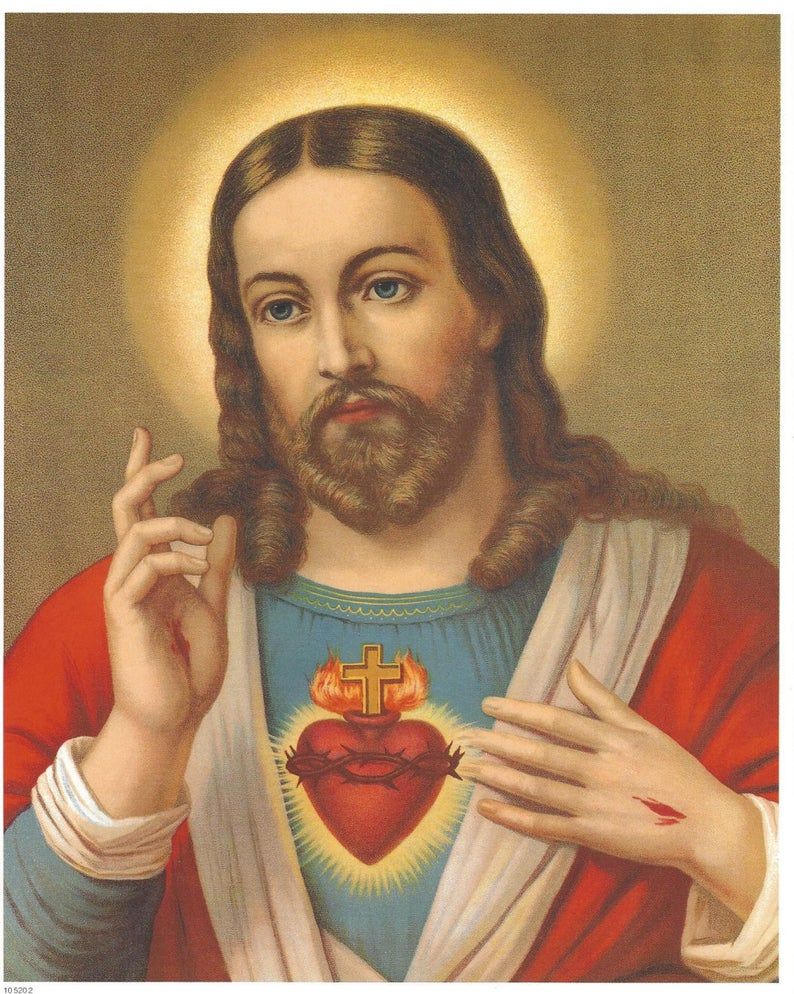 Cuadro del Sagrado Corazón de Jesús Lámina Católica - 8 