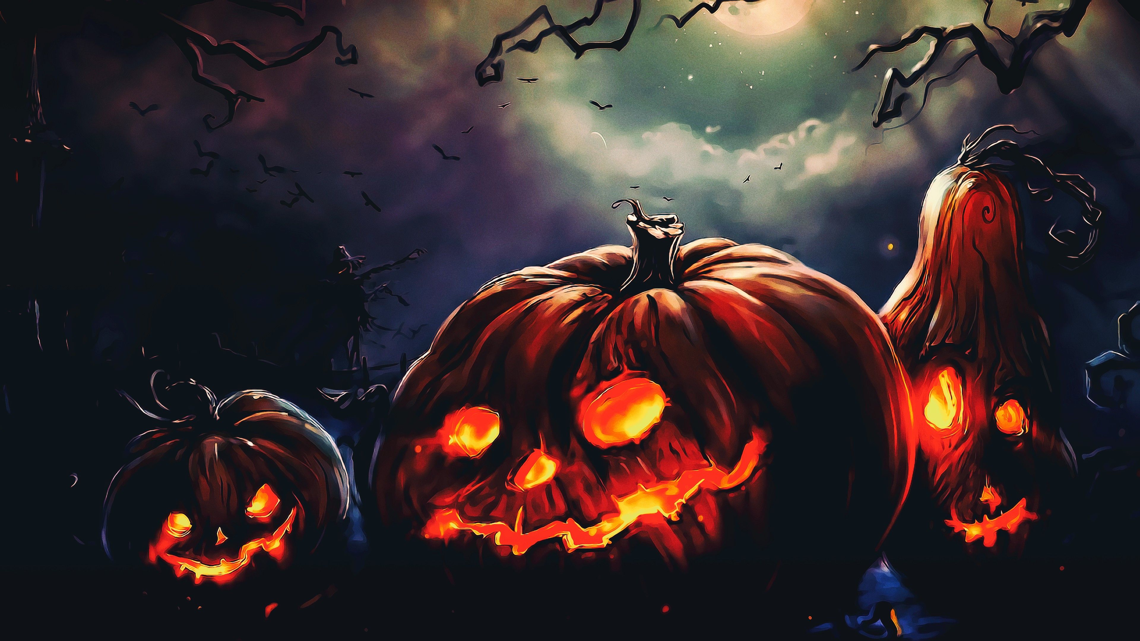 Fondos de pantalla: 3840x2160 px, arte fantasía, Halloween, noche, Photoshop
