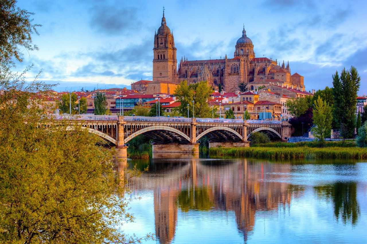 Fondos de Escritorio España Salamanca Puentes río Ciudades