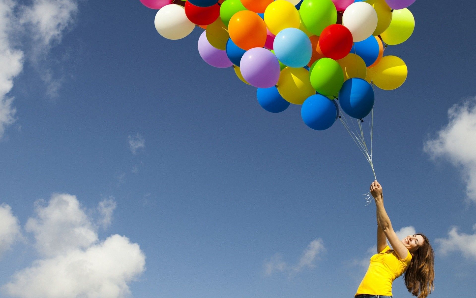 Mujer, Globos, Alta, Resolución, Fondo de pantalla, Para, Escritorio