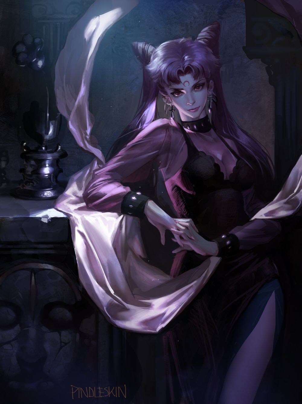 Fondo de pantalla Sailor Moon, Black Lady, Twintails, vestido negro, ojos rojos